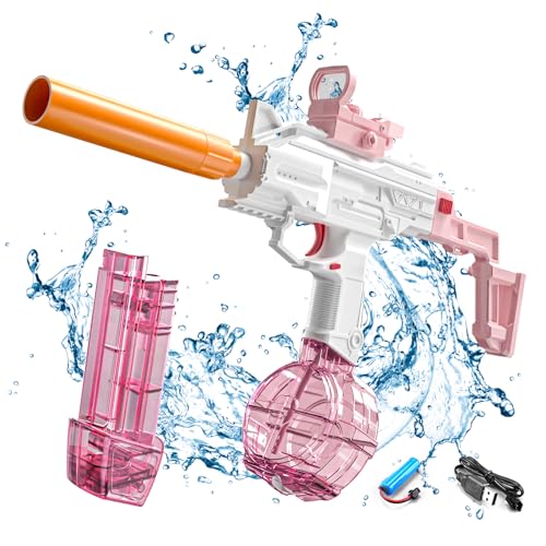 Wasserpistole Elektrisch, Wasserpistole Spielzeug Für Kinder Erwachsene, Wasserspritzpistole Groß Kapazität 8-10M Langer Reichweiter Für Badestrand Party Sommer Pool Wasserspielzeug (Lang Rosa) von ACAREY