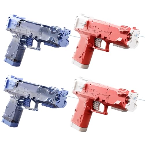 Wasserpistole Kinder, 4 Stück Klein Wasserspritzpistole, Tragbar Water Gun mit 8 Meter Reichweite, Transparent Klein Wasser Pistole für Kinder Sommer im Freien Pool Strand Wasserspielzeug (E) von ACAREY