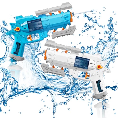 Wasserpistole Kinder, Verformbare Manuelle Groß Wasserpistole mit 4-6 Meter Großer Reichweite, Wasserspritzpistole für Kinder und Erwachsene Sommer im Freien Pool Strand Wasserspielzeug (A+B) von ACAREY