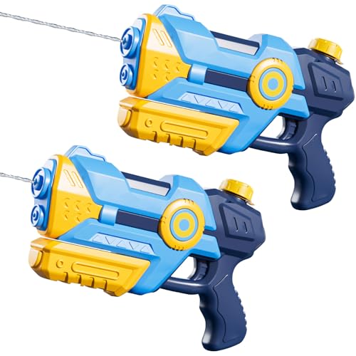 Wasserpistole für Kinder mit Großer Reichweite bis zu 8-10 Meter 750ml Wasserspritzpistole mit Erhöhtem Druck Wasser Spielzeug für Sommer Water Gun Eiswürfel Geeignet (Blau x 2) von ACAREY