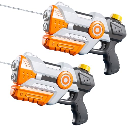 Wasserpistole für Kinder mit Großer Reichweite bis zu 8-10 Meter 750ml Wasserspritzpistole mit Erhöhtem Druck Wasser Spielzeug für Sommer Water Gun Eiswürfel Geeignet (Orange x 2) von ACAREY