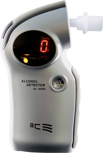 ACE AL6000 Alkoholtester Silber 0.0 bis 4 ‰ auswechselbarer Sensor, inkl. Display von ACE