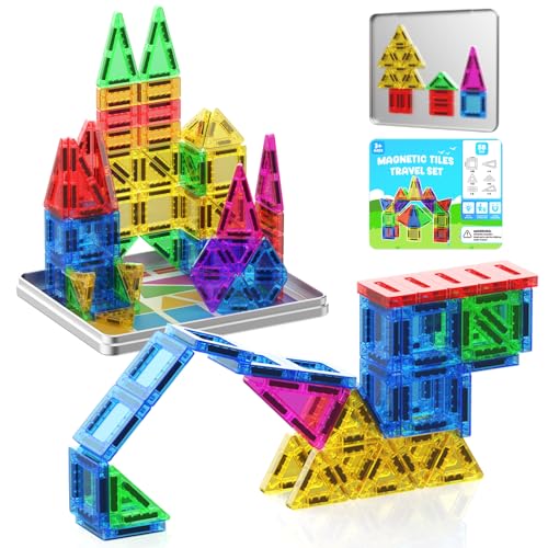ACELIFE Magnetische Bausteine Reiseset, 58pcs Mini Magnetbausteine Tragbar Reisen Magnetische Fliesen Magnet Tiles Geschenk Spielzeug für 3 4 5 6 7 Jahre Kinder ACELIFE Magnetische Bausteine Reiseset, 58pcs Mini Magnetbausteine Tragbar Reisen Magnetische Fliesen Magnet Tiles Geschenk Spielzeug für 3 4 5 6 7 Jahre Kinder von ACELIFE