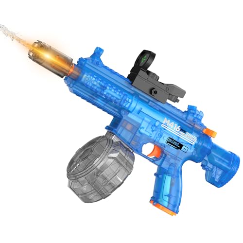 Wasserpistole Elektrisch, Automatische Elektrische Wasserpistole 450ML Große Kapazität,10M Wasserspritzpistole Elektrisch mit Wiederaufladbare Batterie Mündungsflamme für Pool Garten Strand von ACELIFE