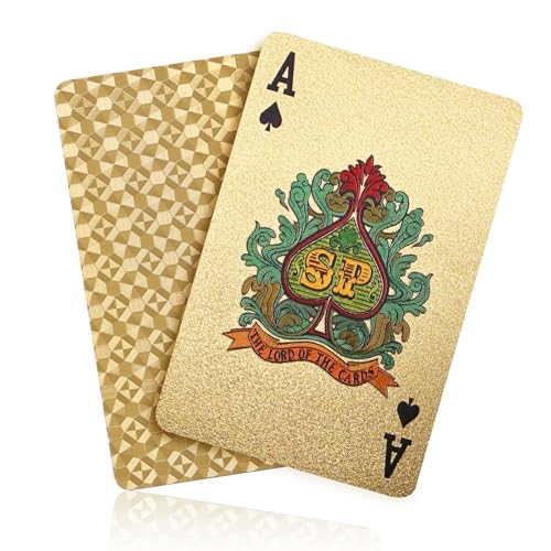 ACELION Wasserdichte Kunststoff-Spielkarten, Kartendeck, Geschenk-Pokerkarte (Gold) von ACELION