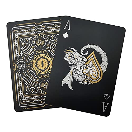 ACELION wasserdichte Spielkarten, Plastik Pokerkarten, Poker Karten Set, Playing Cards (Black Dragon) von ACELION