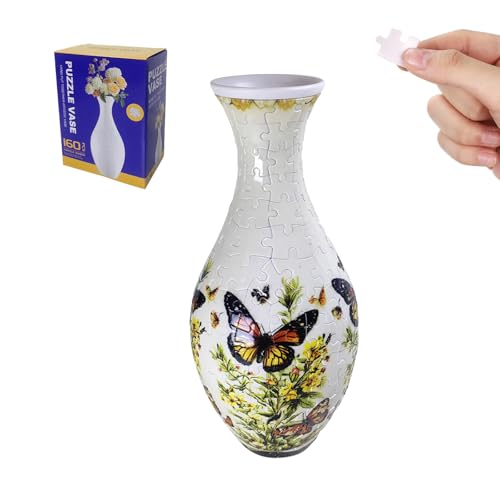 ACESOME 3D Puzzle Blumenvase, 3D Puzzle Vase Eingebaute Kunststoffvase für Blumen,Bastelset Erwachsene, 160 Kunststoffteile, DIY-Pflanztopf zum Selbstbauen, 24 x 11 x 11cm (Schmetterling) von ACESOME ㅤ