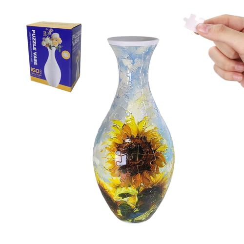 ACESOME 3D Puzzle Blumenvase, 3D Puzzle Vase Eingebaute Kunststoffvase für Blumen,Bastelset Erwachsene, 160 Kunststoffteile, DIY-Pflanztopf zum Selbstbauen, 24 x 11 x 11cm (Sonnenblume) von ACESOME ㅤ