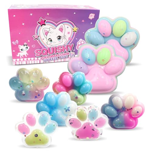 ACESOME 8 Stück Katzenpfoten Squishy, Stressball Squeeze Toy, Katzen Pfoten Squishy für Angst Relief, für Kinder und Erwachsene, Geschenkpackung für Weihnachten, Kindertag (Farbkombination) von ACESOME ㅤ