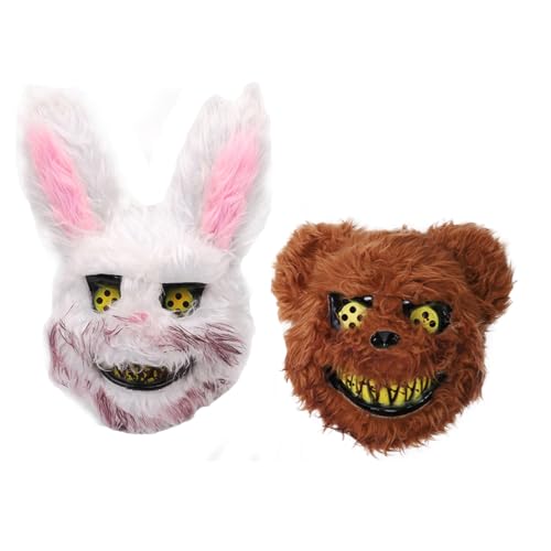 ACMEDE Halloween Maske Horror Bärenmaske, Blutige Kaninchen Maske Gruselige Halloween Maske für Erwachsene Kinder, Lustige Maske für Halloween Kostüm Karnevalsparty Cosplay Maskerade von ACMEDE