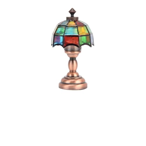 ACOGEDO 1:12 Dollhouse Wireless LED-Schreibtischlampe mit Farbenfrohen, Schirmförmigen Lampenschirm | Miniaturtisch -Lampenzubehör für Dollhouse von ACOGEDO