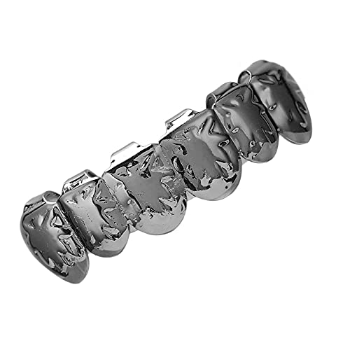 ACOGEDO 18K Gold Plattierte Hüfthop -Zähnedekoration für Obere Zähne - Stylish Halloween Festival Schmuck mit Messingbasis Design (BLACK) von ACOGEDO