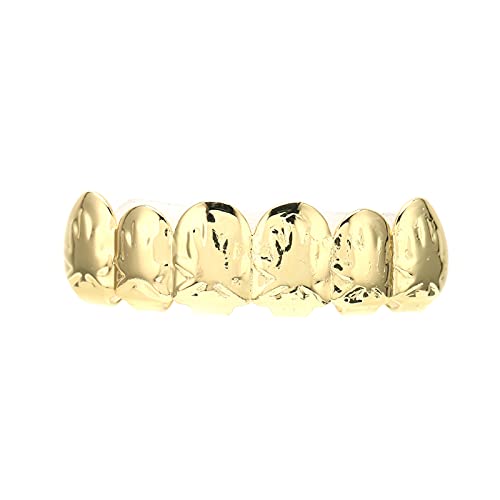 ACOGEDO 18K Gold Plattierte Hüfthop -Zähnedekoration für Obere Zähne - Stylish Halloween Festival Schmuck mit Messingbasis Design (GOLD) von ACOGEDO