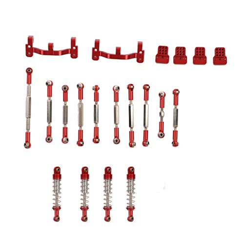 ACOGEDO Aluminiumlegierung RC -Auto -Stoßdämpfer und Zugstangenkit für WPL C24 C14 C14K C24K | Ersatzteile für Fernbedienungsautos Aufrüsten | Titanfarbe (Rot) von ACOGEDO