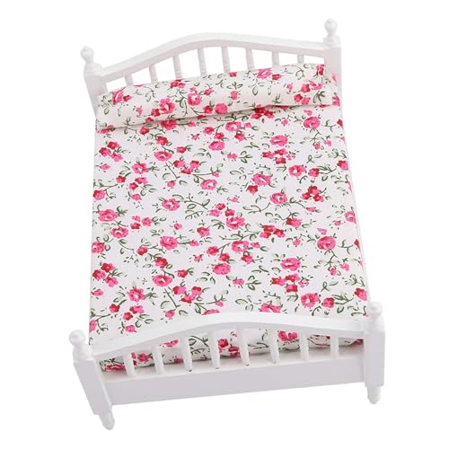 ACOGEDO Dollhouse Doppelbett mit Blumenmuster Mini Möbeln für 1/12 Skala Dollhouse - Exquisite Puppenbettzubehör für Realistisches Spiel ACOGEDO Dollhouse Doppelbett mit Blumenmuster Mini Möbeln für 1/12 Skala Dollhouse - Exquisite Puppenbettzubehör für Realistisches Spiel von ACOGEDO