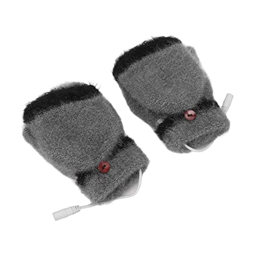 ACOGEDO Elektrische USB -erhitzte Fingerlose mit Doppelter Seitenheizung für Winterwärme, Schwarz, Vielseitig für die Tippen und Aktivitäten Im Freien (GREY) von ACOGEDO