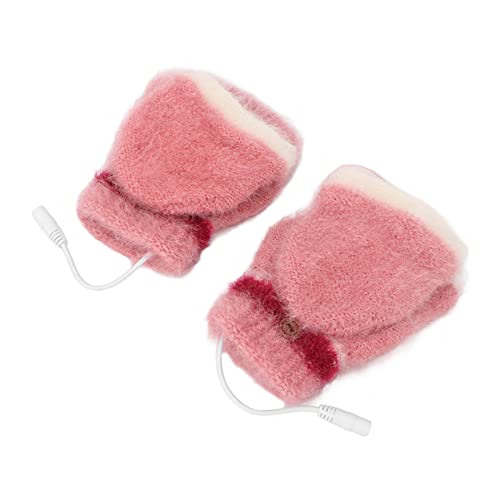 ACOGEDO Elektrische USB -erhitzte Fingerlose mit Doppelter Seitenheizung für Winterwärme, Schwarz, Vielseitig für die Tippen und Aktivitäten Im Freien (PINK) von ACOGEDO