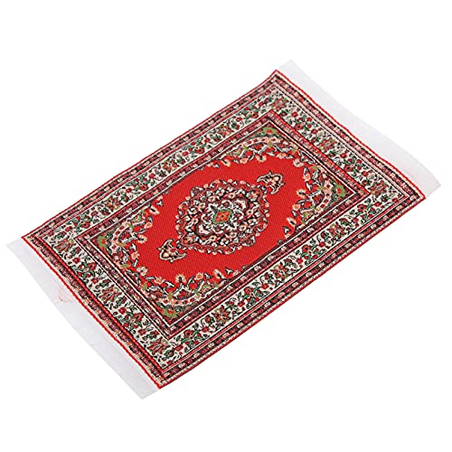 ACOGEDO Exquisite 1:12 Puppenhaus Gewebter Teppich Teppich - Rayon Thread Dollhouse Dekoration für Lebensechte Farbenfrohe Szene (Locken) von ACOGEDO