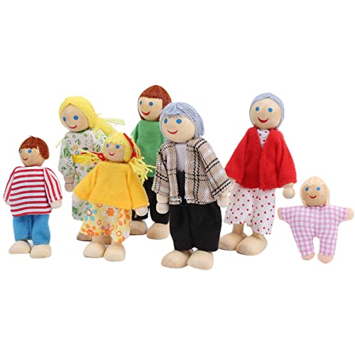 ACOGEDO Familienpuppenfiguren Set - Soft Body & Flexible Limbs Pine Miniature Menschen Spielzeug, Pädagogisches Puppenhaus -Accessoire für Kreatives Spielen (Puppe 7) von ACOGEDO