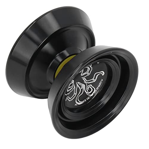 ACOGEDO Nicht Reagierende Aluminiumlegierung Yoyo Ball für Fortschrittliches Spiel - Verblassungsfreies Exquisites Design mit Handschuh & 3 Saiten - Blue Competition Metal Yoyo (Black) von ACOGEDO