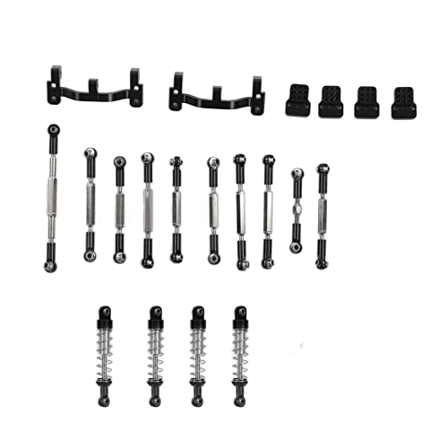 ACOGEDO [Upgrade Spare Kit RC -Auto Aluminiumlegierung Stoßdämpfer Absorber & Pull Rod | Titanfarbe | Kompatibel mit WPL C24 C14 C14K C24K -Modellen (Black) von ACOGEDO