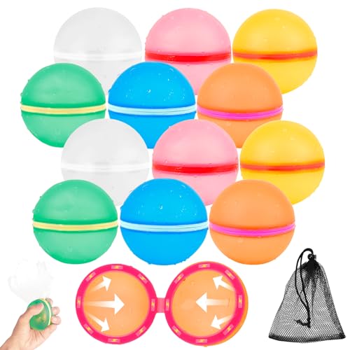 wasserbomben wiederverwendbar 12 Pieces & 1 Mesh Bag,Wiederverwendbare wasserbomben selbstschließend for Summer Outdoor Family Activities wasserbomben wiederverwendbar 12 Pieces & 1 Mesh Bag,Wiederverwendbare wasserbomben selbstschließend for Summer Outdoor Family Activities von ACOHSY
