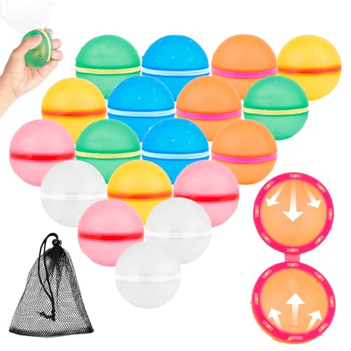 wasserbomben wiederverwendbar 18 Pieces & 2 Mesh Bag,wiederverwendbare wasserbomben selbstschließend for Summer Outdoor Family Activities wasserbomben wiederverwendbar 18 Pieces & 2 Mesh Bag,wiederverwendbare wasserbomben selbstschließend for Summer Outdoor Family Activities von ACOHSY