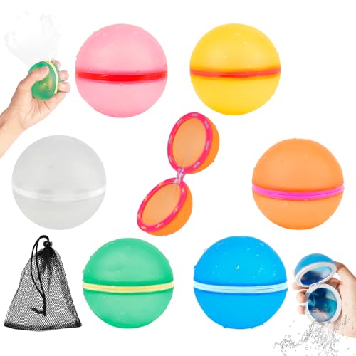wasserbomben wiederverwendbar 6 Pieces & 1 Mesh Bag,wiederverwendbare wasserbomben selbstschließend for Summer Outdoor Family Activities wasserbomben wiederverwendbar 6 Pieces & 1 Mesh Bag,wiederverwendbare wasserbomben selbstschließend for Summer Outdoor Family Activities von ACOHSY