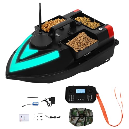 ACROSSPART 500M GPS Angeln Köderboot, Fernbedienung Fischköder Boot, Futterboot mit LED-Streifen und 3 Köderboxen, Nachtangeln Köderboot, Cruise Control System von ACROSSPART