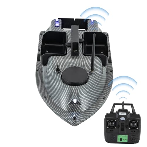 ACROSSPART 600M Futterboot, RC Fischköder Boot, Köderboot mit GPS & LED-Licht und 3 Köderboxen, Angel Nest Boot, Fernsteuerung mit LED-Display (Grau) von ACROSSPART