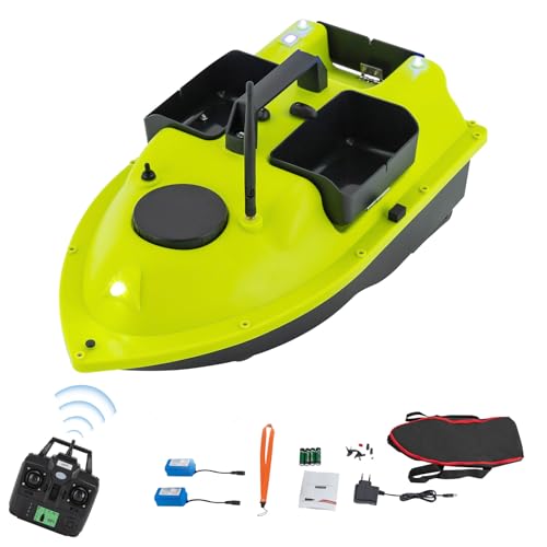 ACROSSPART 600M Futterboot, RC Fischköder Boot, Köderboot mit GPS & LED-Licht und 3 Köderboxen, Angel Nest Boot, Fernsteuerung mit LED-Display (Grün) von ACROSSPART