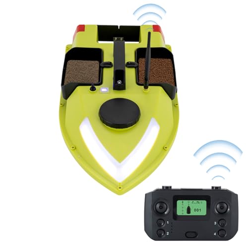 ACROSSPART 600M Köderboot RC, Fischerköder Futterboot mit GPS und 3 Köderboxen, Nachtangeln Köderboot mit 7 Farben Einstellbarer Streifen, Fernsteuerung mit LED-Display von ACROSSPART