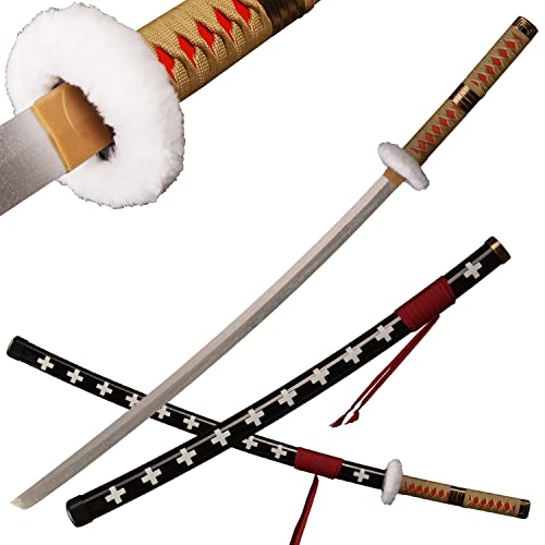 ACTASITEMS Japanisches Zoro Schwerter Anime Cosplay Holzschwert - 104cm,Trafalgar Law Katana Rot von ACTASITEMS
