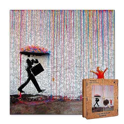 ACTIVE PUZZLES Banksy Farbiger Regen Holzpuzzle mit Teilen in verschiedenen Designs 40 x 40 cm 450 Teile von ACTIVE PUZZLES