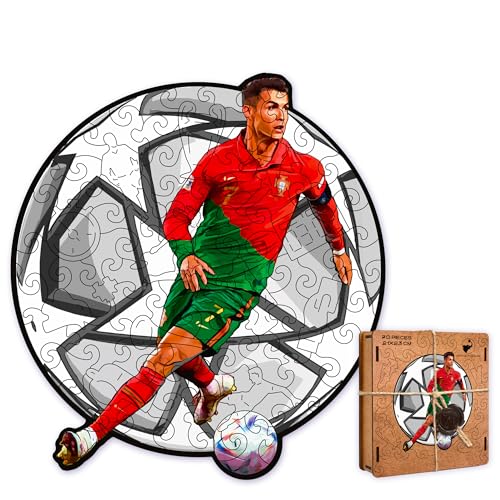 ACTIVE PUZZLES Fußballstern Holzpuzzle 5 mit verschiedenen Designs 21 x 23 cm 70 Teile von ACTIVE PUZZLES