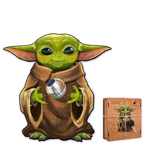 ACTIVE PUZZLES Holzpuzzle Baby Yoda mit Teilen in verschiedenen Designs, 22 x 27 cm, 100 Teile von ACTIVE PUZZLES