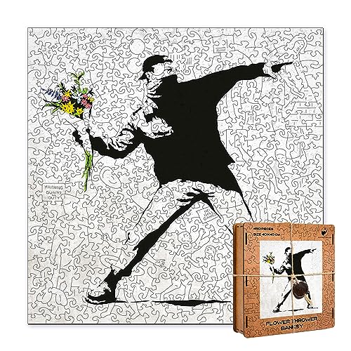ACTIVE PUZZLES Holzpuzzle Blumengriff Banksy mit verschiedenen Designs 40 x 40 cm 450 Teile von ACTIVE PUZZLES