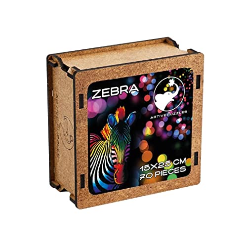 ACTIVE PUZZLES Zebra Puzzle aus Holz mit verschiedenen Motiven 15 x 25 cm 70 Teile von ACTIVE PUZZLES