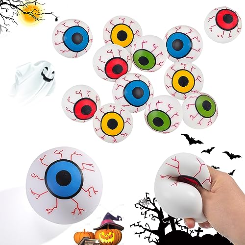 ACTOYS Halloween Augäpfel, 12 Pcs Halloween Spiele Flummis, 5.5cm TPR Flummies für Kinder Party Mitgebsel gruselig als Mitgebsel Spielzeug für Halloween Kindergeburtstag Tüte von ACTOYS