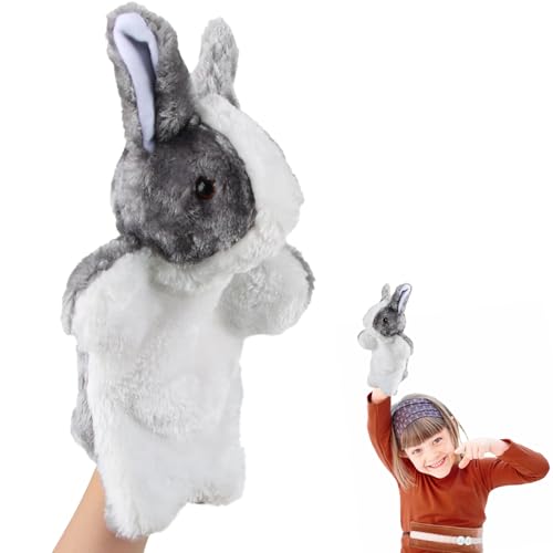 ACTOYS Handpuppe Hase, Handpuppen für Kinder, Osterhase, Handpuppen, Handpuppen für Erwachsene Hände, für Handpuppen für Erwachsene Hände, Puppentheater (Graues Kaninchen) von ACTOYS