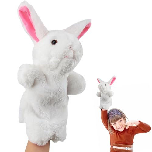 ACTOYS Handpuppe Hase, Handpuppen für Kinder, Osterhase, Handpuppen, Handpuppen für Erwachsene Hände, für Handpuppen für Erwachsene Hände, Puppentheater (Weißes Kaninchen) von ACTOYS