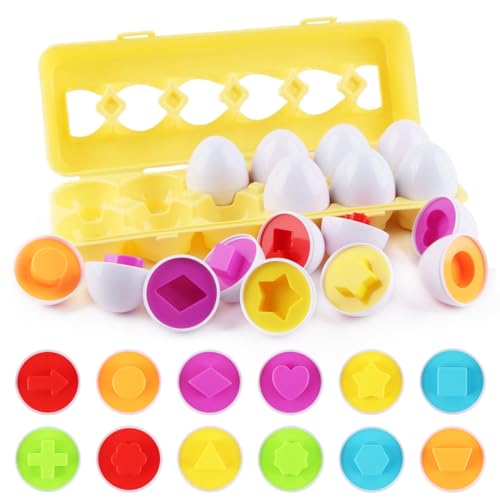 ACTOYS Passende Eier, 12PCS ostergeschenke Kinder, Montessori Eier Spielzeug, Puzzle-Fähigkeiten Lernspielzeug für Kinder und Kleinkinder für Oster Weihnachten Kindertag von ACTOYS