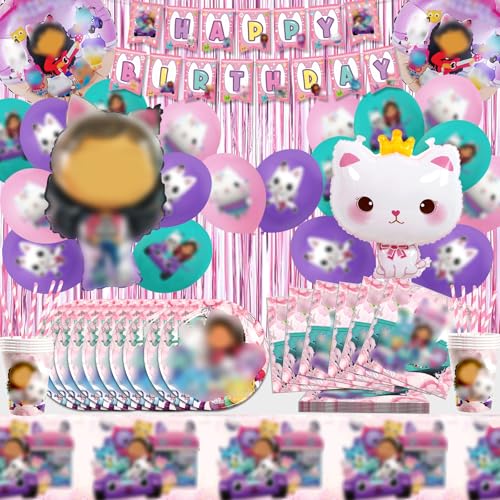 Gabb Geburtstag Geschirr Set und Deko - Kinderfeste Geburtstagsdeko, Partyzubehör Set, Luftballons für Mädchen von ACTUALLYX