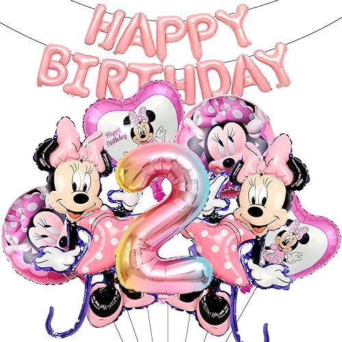 Minni Geburtstagsdeko 2 Jahre, Minni Geburtstag Party Deko, Minni Themed Geburtstag Dekorationen, Für Kinder Mädchen Geburtstag Dekoration, 8 Stück Rosa Extra Großer Aluminiumfolienballon Minni Geburtstagsdeko 2 Jahre, Minni Geburtstag Party Deko, Minni Themed Geburtstag Dekorationen, Für Kinder Mädchen Geburtstag Dekoration, 8 Stück Rosa Extra Großer Aluminiumfolienballon von ACTUALLYX