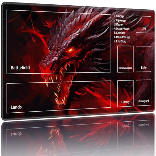ACWDMKH MTG Spielmatten für Magic The Gathering-Spielmatte, Spielmatte für MTG TCG, 61 x 35,6 cm, Brettspiel, Kartenspiel, Sammelkartenspiel, Spielmatte mit Zonen und Aufbewahrungstasche, Mauspad, von ACWDMKH