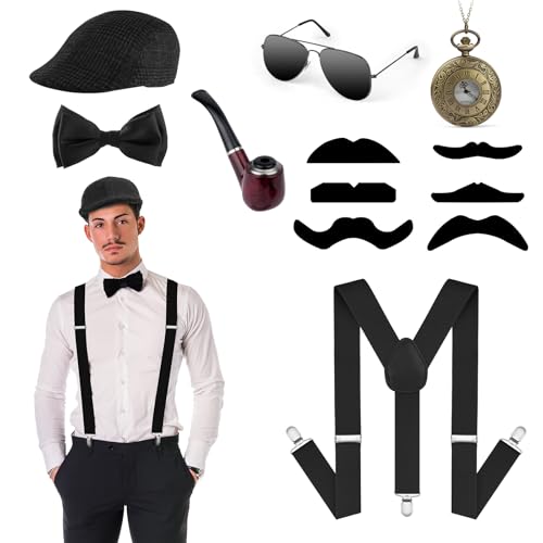 ACWOO 20er Jahre Herren Accessoires, 7 Stück 1920er Herren Kostüm Zubehör Set, Ma-fia Kostüm Herren, Herren Kostüm für Halloween & Partys Karneval Fasching Cosplay Geburtstag ACWOO 20er Jahre Herren Accessoires, 7 Stück 1920er Herren Kostüm Zubehör Set, Ma-fia Kostüm Herren, Herren Kostüm für Halloween & Partys Karneval Fasching Cosplay Geburtstag von ACWOO