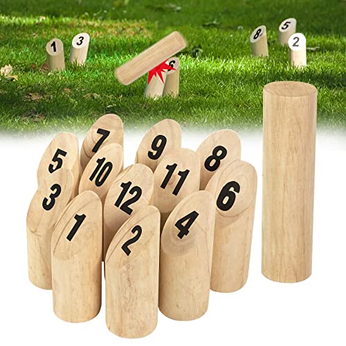 ACXIN Nummern Kubb Wikinger Spiel Holzwurfspiel Wurfspiele für draußen Wikingerschach Holz-Kegel Wikinger Outdoor Spiele Erwachsene & Kinder von ACXIN