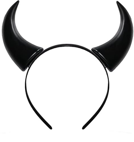 Schwarze Hörner Haarreif Teufel I Diadem Einheitsgröße Kunststoff Erwachsene I Halloween Zubehör Kostüm Ohren I Teufel gefallener Engel Dämon I Mottoparty Karneval Cosplay, Schwarz , onesize von ADAMEL PARTY