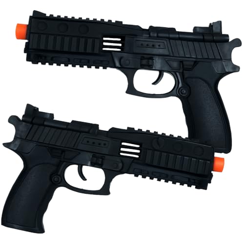 Set mit zwei schwarzen Pistolen, 28 cm I Kostüm Zubehör Kunststoff Fantasie I Militärpolizei Dieb Geheimagenten Actionhelden Film I Halloween Cosplay Karneval I Mottoparty Rollenspiel von ADAMEL PARTY