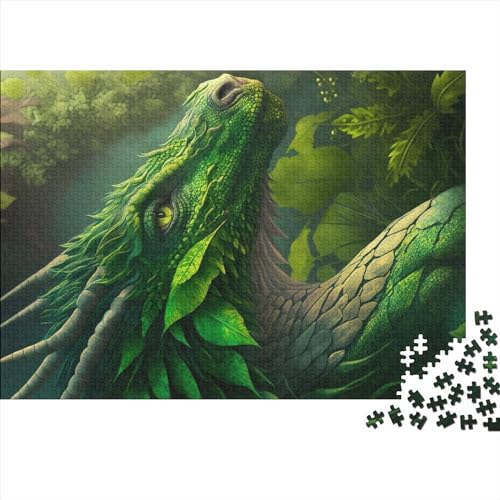 1000 Teile Puzzle Green Leaf Dragon Puzzles für Erwachsene Holzbrettpuzzles Anspruchsvolles Spiel (Größe 75x50cm) von ADASTE